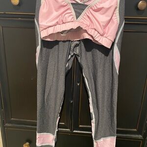 Elegant Pink and Gray Women's Leggings/Sports Bra
